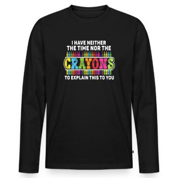 Ich habe nicht die Zeit oder die Buntstifte - Männer Premium Bio Langarmshirt - Schwarz - Vorne - Nico (187cm)