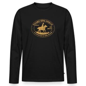Jedes Mädchen braucht einen kleinen Riss in ihrer Jeans - Männer Premium Bio Langarmshirt - Schwarz - Vorne - Nico (187cm)