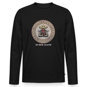 Jedes Mädchen braucht einen kleinen Riss in ihrer Jeans - Männer Premium Bio Langarmshirt - Schwarz - Vorne - Nico (187cm)