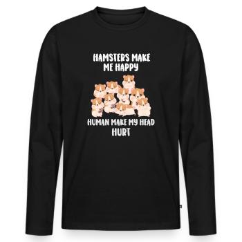 Les hamsters me rendent heureux humain me font mal à la tête - T-shirt manches longues Premium bio Homme - noir - Devant - Nico (187cm)
