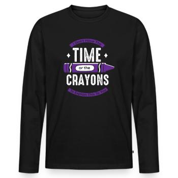 Ich habe nicht die Zeit oder die Buntstifte - Männer Premium Bio Langarmshirt - Schwarz - Vorne - Nico (187cm)