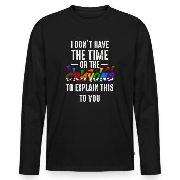 Ich habe weder die Zeit noch die Buntstifte - Männer Premium Bio Langarmshirt - Schwarz - Vorne - Nico (187cm)