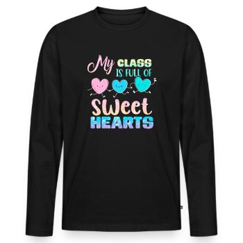 My Class Is Full Of Sweethearts - Men's Premium Organic Long Sleeve Shirt - black - Front - Nico (187cm)
