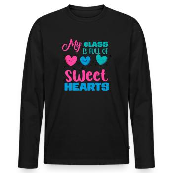 My Class Is Full Of Sweethearts - Men's Premium Organic Long Sleeve Shirt - black - Front - Nico (187cm)