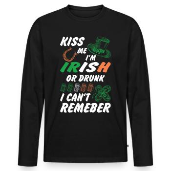 Kiss me im Irish - Männer Premium Bio Langarmshirt - Schwarz - Vorne - Nico (187cm)