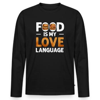 La nourriture est mon langage d’amour - T-shirt manches longues Premium bio Homme - noir - Devant - Nico (187cm)