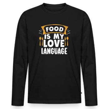 Food Is My Love Language - Men's Premium Organic Long Sleeve Shirt - black - Front - Nico (187cm)