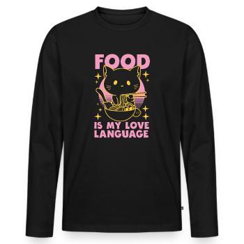 Food Is My Love Language - Men's Premium Organic Long Sleeve Shirt - black - Front - Nico (187cm)