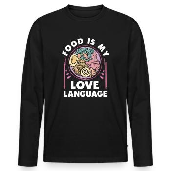 Food Is My Love Language - Men's Premium Organic Long Sleeve Shirt - black - Front - Nico (187cm)