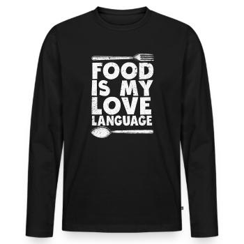 Food Is My Love Language - Men's Premium Organic Long Sleeve Shirt - black - Front - Nico (187cm)