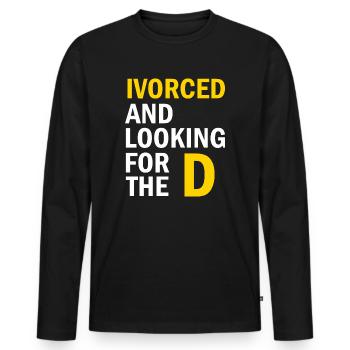 Ivorcé et à la recherche du t-shirt divorcé D - T-shirt manches longues Premium bio Homme - noir - Devant - Nico (187cm)