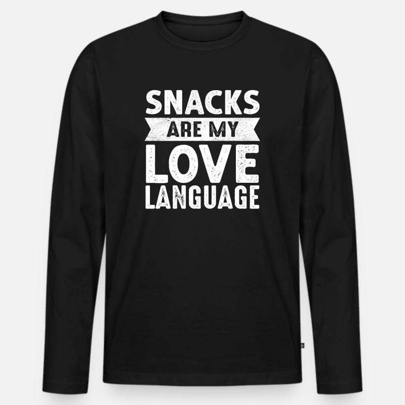 Snacks sind meine Liebessprache - Männer Premium Bio Langarmshirt - Schwarz