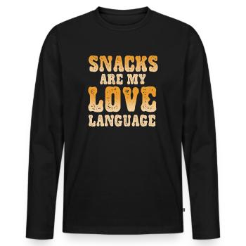 Snacks Are My Love Language - Men's Premium Organic Long Sleeve Shirt - black - Front - Nico (187cm)