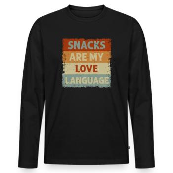 Snacks Are My Love Language - Men's Premium Organic Long Sleeve Shirt - black - Front - Nico (187cm)