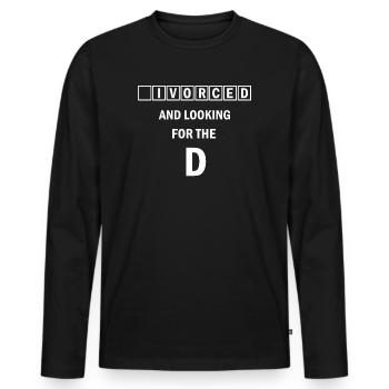 Ivorcé et à la recherche du t-shirt divorcé D - T-shirt manches longues Premium bio Homme - noir - Devant - Nico (187cm)