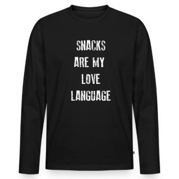Snacks Are My Love Language - Men's Premium Organic Long Sleeve Shirt - black - Front - Nico (187cm)