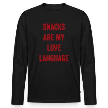 Snacks Are My Love Language - Men's Premium Organic Long Sleeve Shirt - black - Front - Nico (187cm)