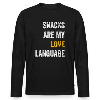 Snacks Are My Love Language - Men's Premium Organic Long Sleeve Shirt - black - Front - Nico (187cm)