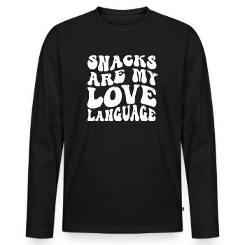 Snacks Are My Love Language - Men's Premium Organic Long Sleeve Shirt - black - Front - Nico (187cm)
