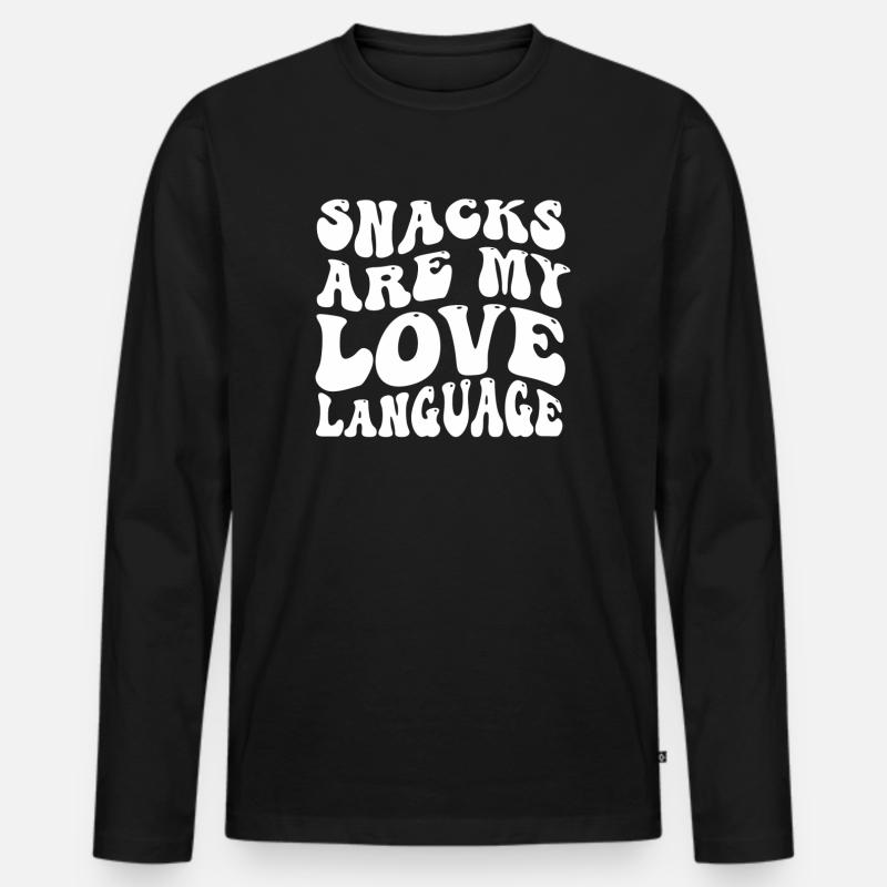 Snacks sind meine Liebessprache - Männer Premium Bio Langarmshirt - Schwarz