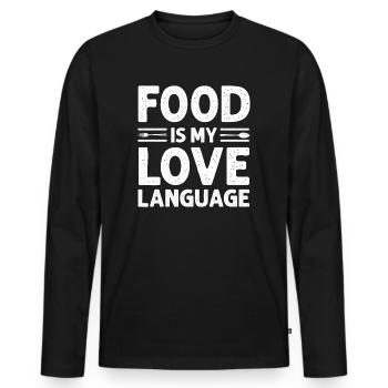 La nourriture est mon langage d’amour - T-shirt manches longues Premium bio Homme - noir - Devant - Nico (187cm)