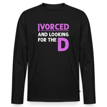 Ivorcé et à la recherche du t-shirt divorcé D - T-shirt manches longues Premium bio Homme - noir - Devant - Nico (187cm)
