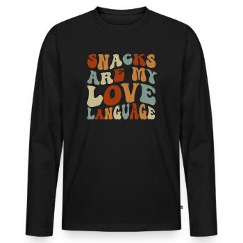 Snacks Are My Love Language - Men's Premium Organic Long Sleeve Shirt - black - Front - Nico (187cm)