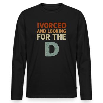Ivorced et à la recherche du t-shirt divorcé - T-shirt manches longues Premium bio Homme - noir - Devant - Nico (187cm)