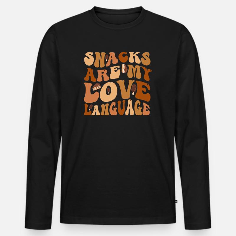 Snacks sind meine Liebessprache - Männer Premium Bio Langarmshirt - Schwarz