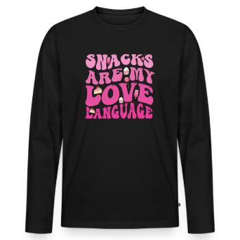 Snacks Are My Love Language - Men's Premium Organic Long Sleeve Shirt - black - Front - Nico (187cm)