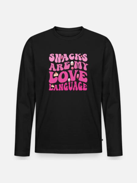 Snacks sind meine Liebessprache - Männer Premium Bio Langarmshirt - Schwarz