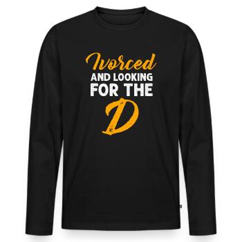 Ivorcé et à la recherche du t-shirt divorcé D - T-shirt manches longues Premium bio Homme - noir - Devant - Nico (187cm)