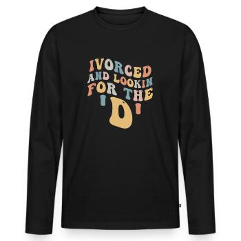 Ivorcé et à la recherche du t-shirt divorcé D - T-shirt manches longues Premium bio Homme - noir - Devant - Nico (187cm)