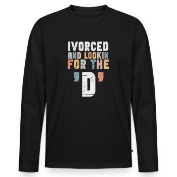 Ivorcé et à la recherche du t-shirt divorcé D - T-shirt manches longues Premium bio Homme - noir - Devant - Nico (187cm)