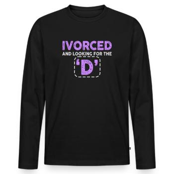 Ivorcé et à la recherche du t-shirt divorcé D - T-shirt manches longues Premium bio Homme - noir - Devant - Nico (187cm)