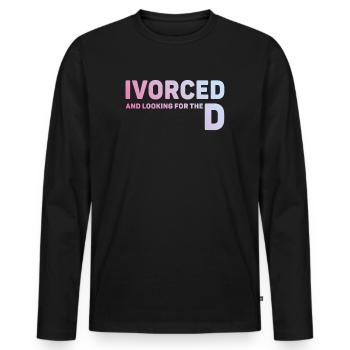 Ivorcé et à la recherche du t-shirt divorcé D - T-shirt manches longues Premium bio Homme - noir - Devant - Nico (187cm)