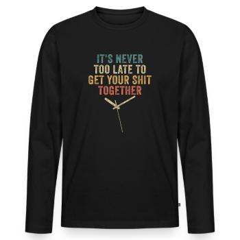 Positive Inspiration Men Women Clock Of Life - Men's Premium Organic Long Sleeve Shirt - black - Front - Nico (187cm)