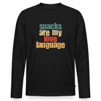 Snacks Are My Love Language - Men's Premium Organic Long Sleeve Shirt - black - Front - Nico (187cm)