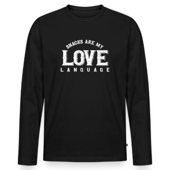 Snacks Are My Love Language - Men's Premium Organic Long Sleeve Shirt - black - Front - Nico (187cm)