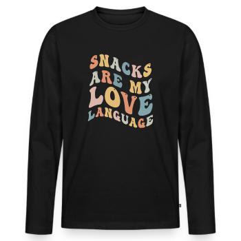 Snacks Are My Love Language - Men's Premium Organic Long Sleeve Shirt - black - Front - Nico (187cm)