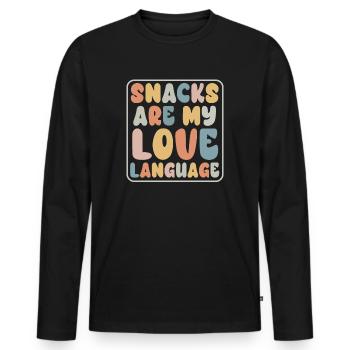 Snacks Are My Love Language - Men's Premium Organic Long Sleeve Shirt - black - Front - Nico (187cm)