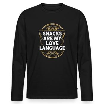 Snacks Are My Love Language - Men's Premium Organic Long Sleeve Shirt - black - Front - Nico (187cm)