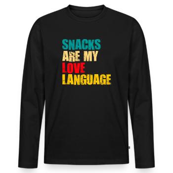 Snacks Are My Love Language - Men's Premium Organic Long Sleeve Shirt - black - Front - Nico (187cm)