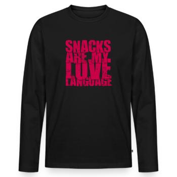 Snacks Are My Love Language - Men's Premium Organic Long Sleeve Shirt - black - Front - Nico (187cm)