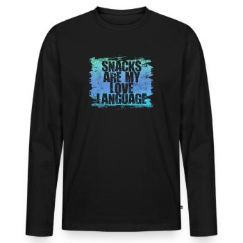 Snacks Are My Love Language - Men's Premium Organic Long Sleeve Shirt - black - Front - Nico (187cm)