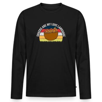 Snacks Are My Love Language - Men's Premium Organic Long Sleeve Shirt - black - Front - Nico (187cm)