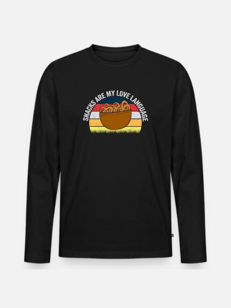 Snacks sind meine Liebessprache - Männer Premium Bio Langarmshirt - Schwarz