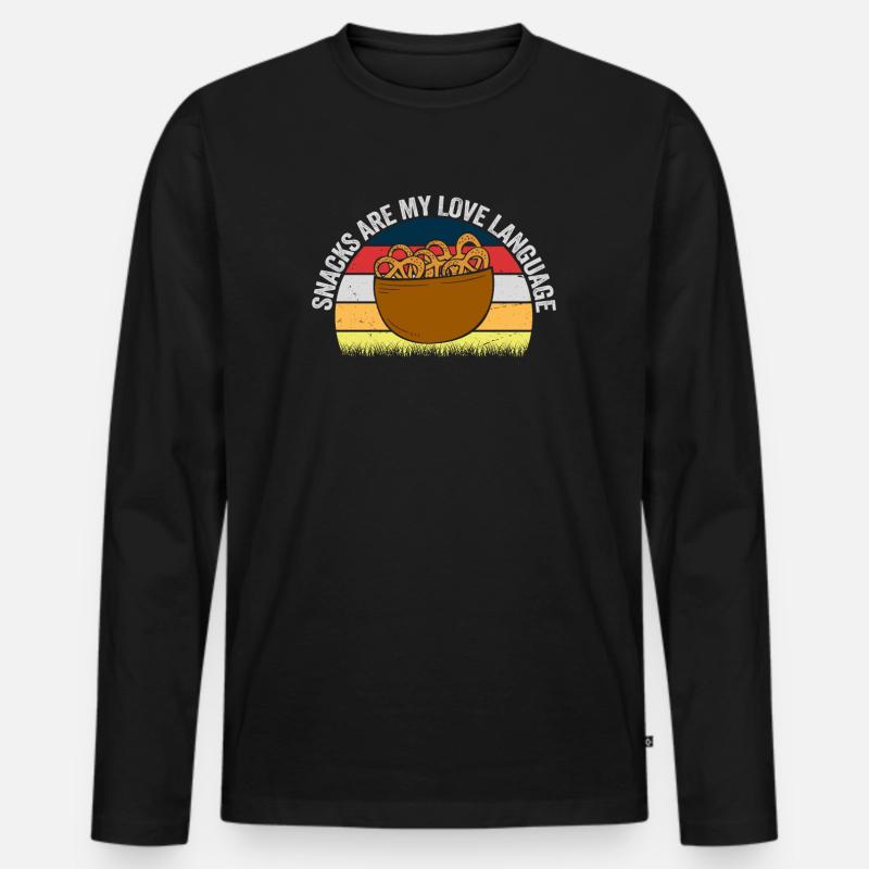 Snacks sind meine Liebessprache - Männer Premium Bio Langarmshirt - Schwarz