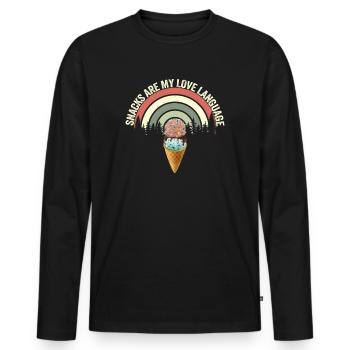 Snacks Are My Love Language - Men's Premium Organic Long Sleeve Shirt - black - Front - Nico (187cm)