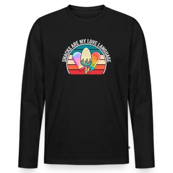 Snacks Are My Love Language - Men's Premium Organic Long Sleeve Shirt - black - Front - Nico (187cm)